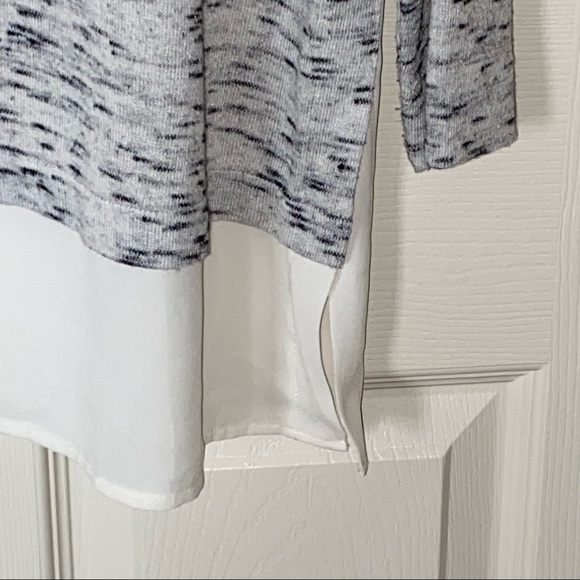 LOFT Mixed Media Space-dye Gray Top - Picture 4 of 9